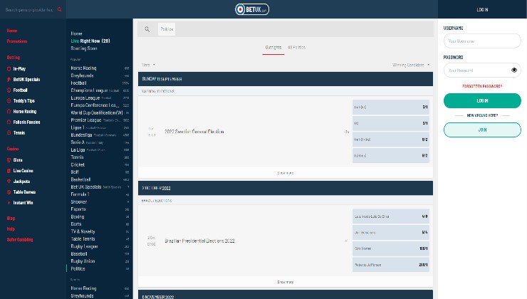 BetUK political betting