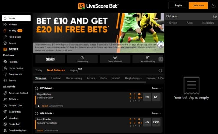 livescore bet betting page online