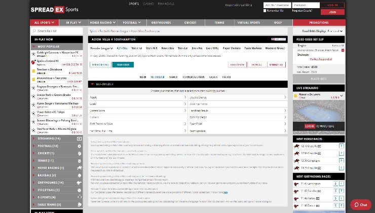 The Bet Builder selection at Spreadex