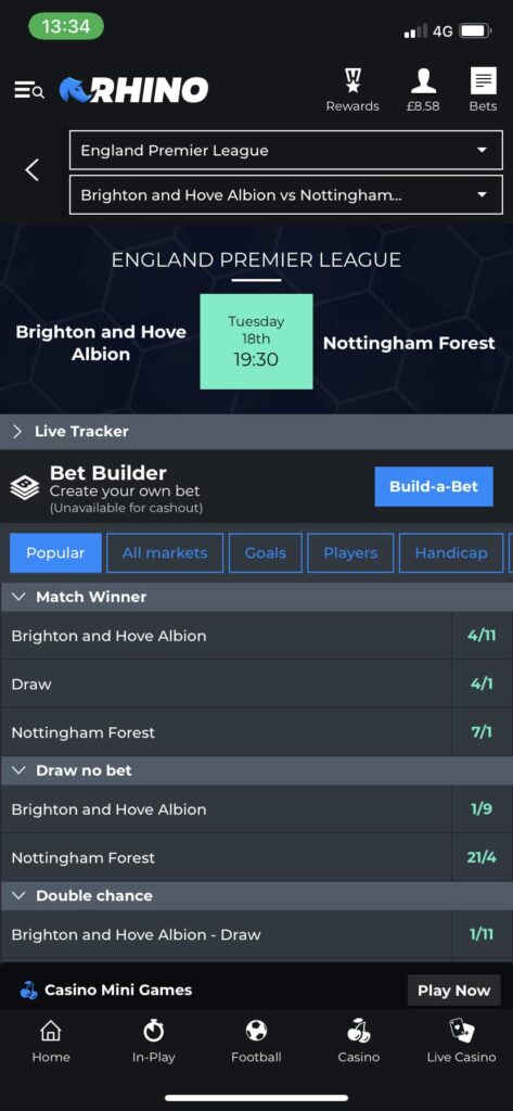 Rhino Bet Review Rhino Bet App Football Match