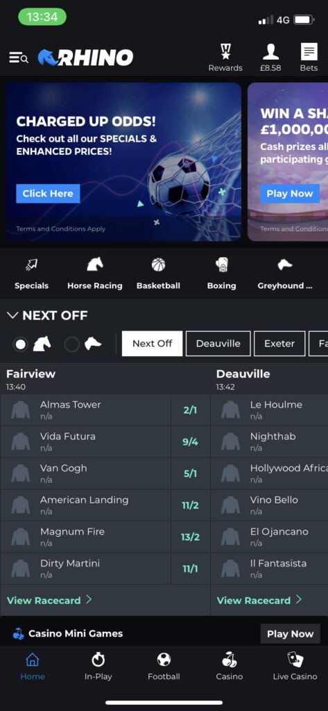 Rhino Bet Review Rhino Bet App Home Page