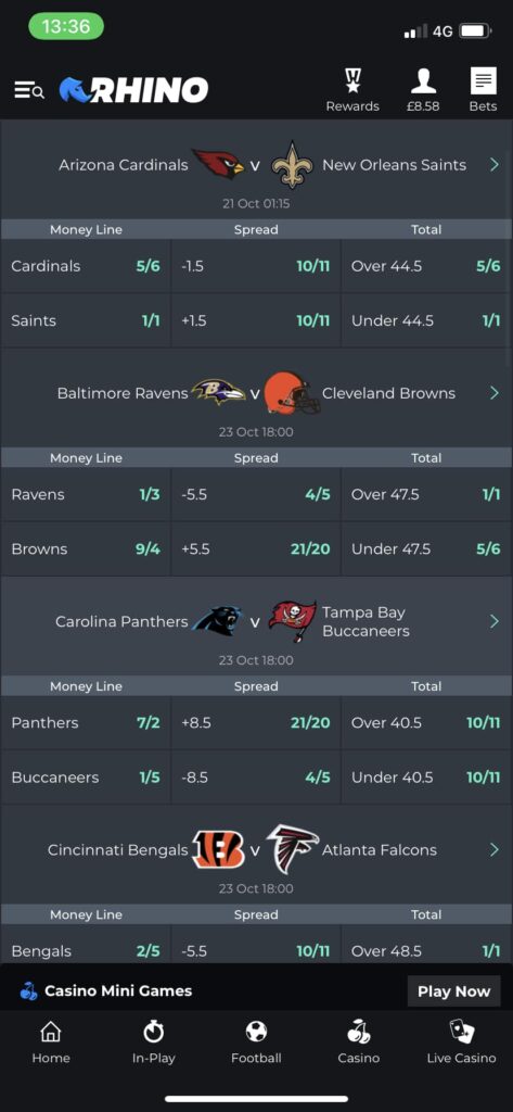 Rhino Bet Review Rhino Bet App NFL