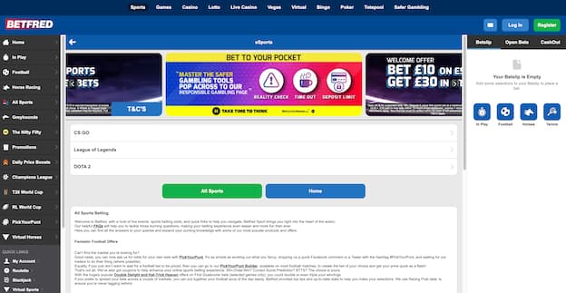 Betfred UK esports betting