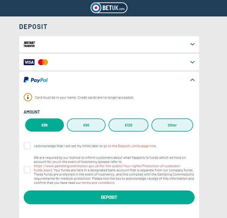 betuk paypal deposit