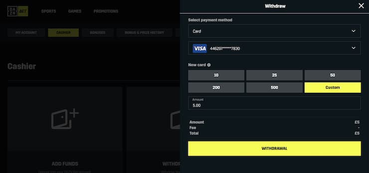 DAZN Bet withdrawal